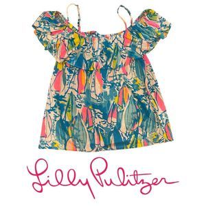 Lilly Pulitzer Tamiami Off-the-Shoulder Top in “Beach and Bae” Size XXS‎
